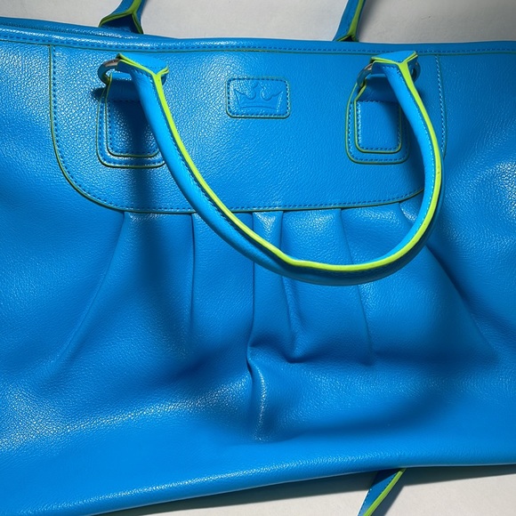 Baekgaard Blue and Green Leather Weekender Bag - Picture 2 of 7